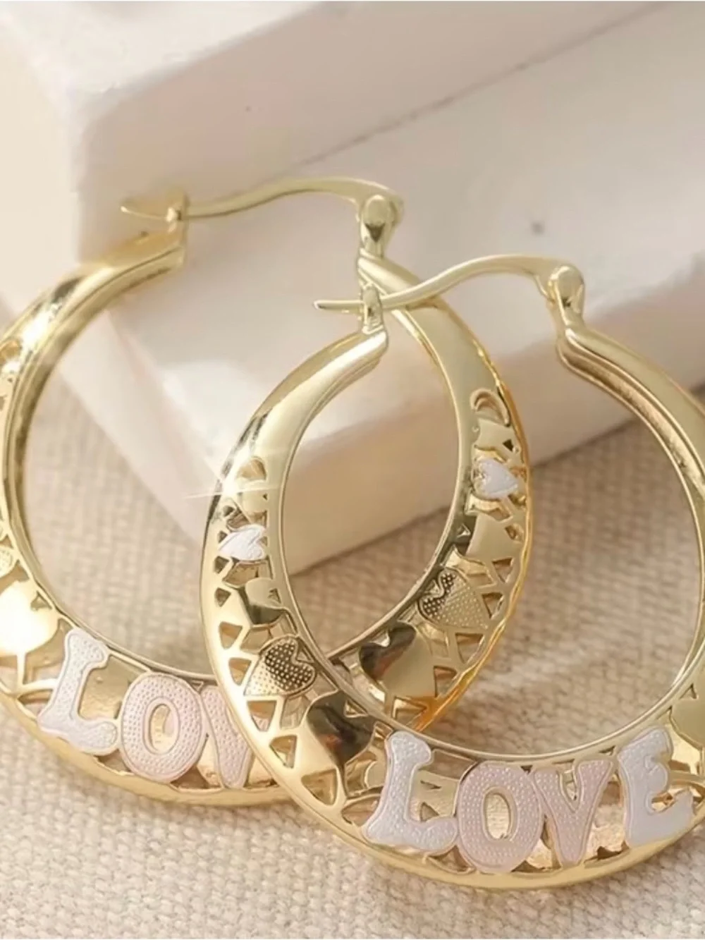 Gold Tone Multi-Color Heart Hoop Earrings - Women Jewelry